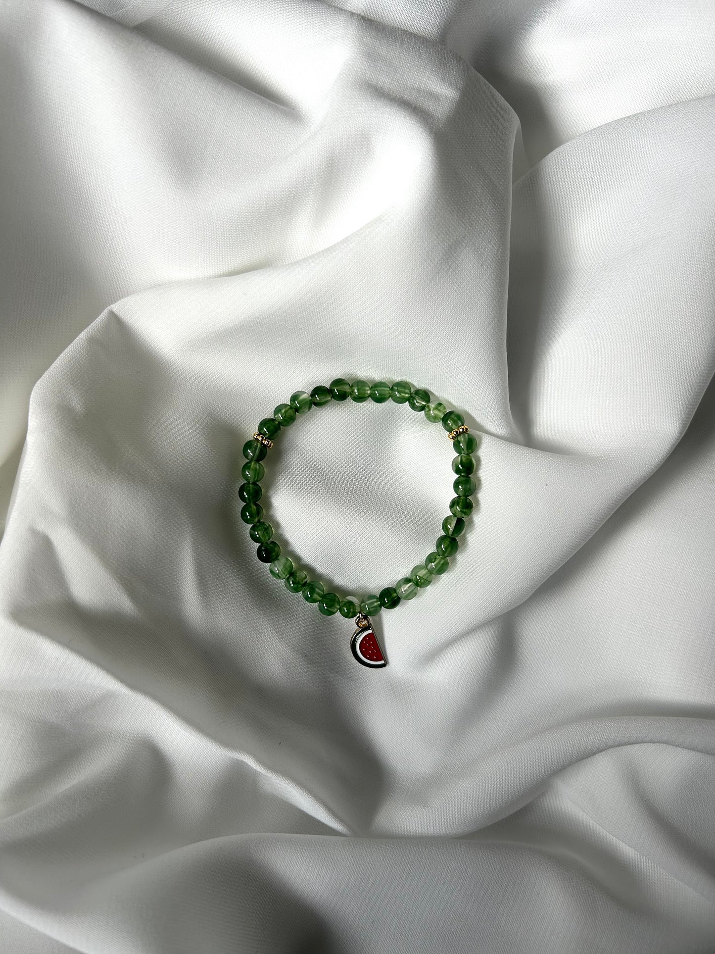 Bracelet Tasbih 33 perles émeraude + Charms pastèque