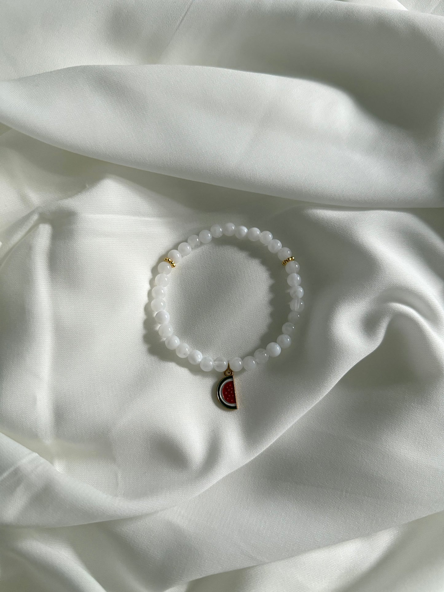 Bracelet Tasbih 33 perles Blanc + Charms Pastèque