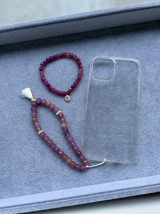 Duo Tasbih Bracelet + accessoire de téléphone Violet