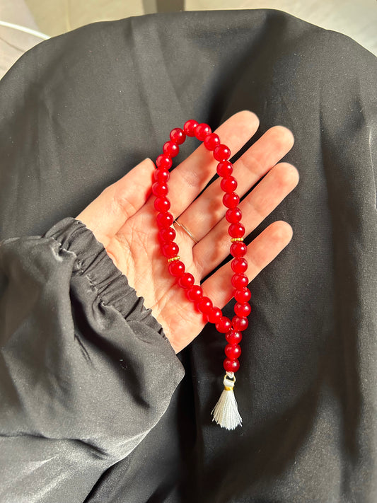 Mini Tasbih 33 perles Bordeaux