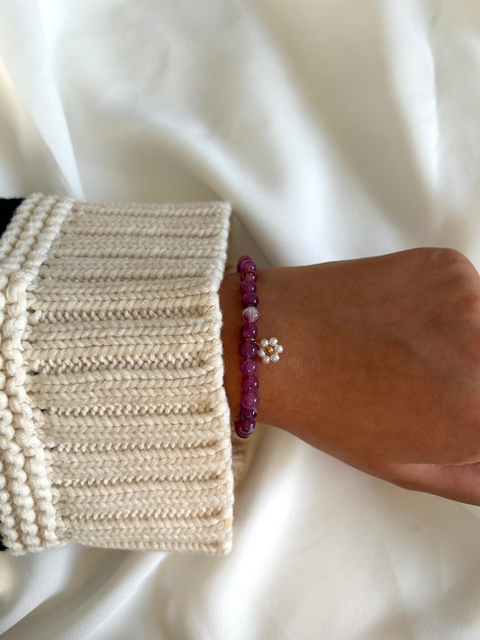 Bracelet Tasbih dorée Violet