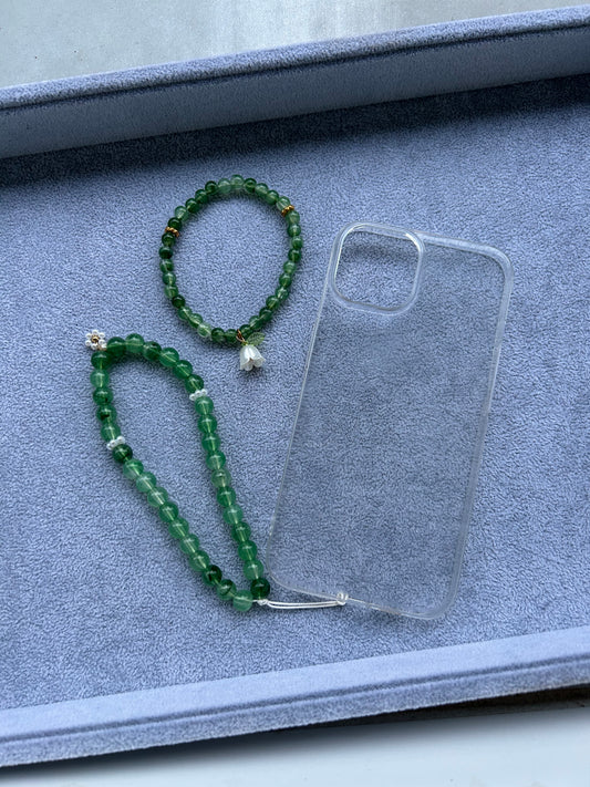 Duo Tasbih Bracelet + accessoire téléphone Émeraude